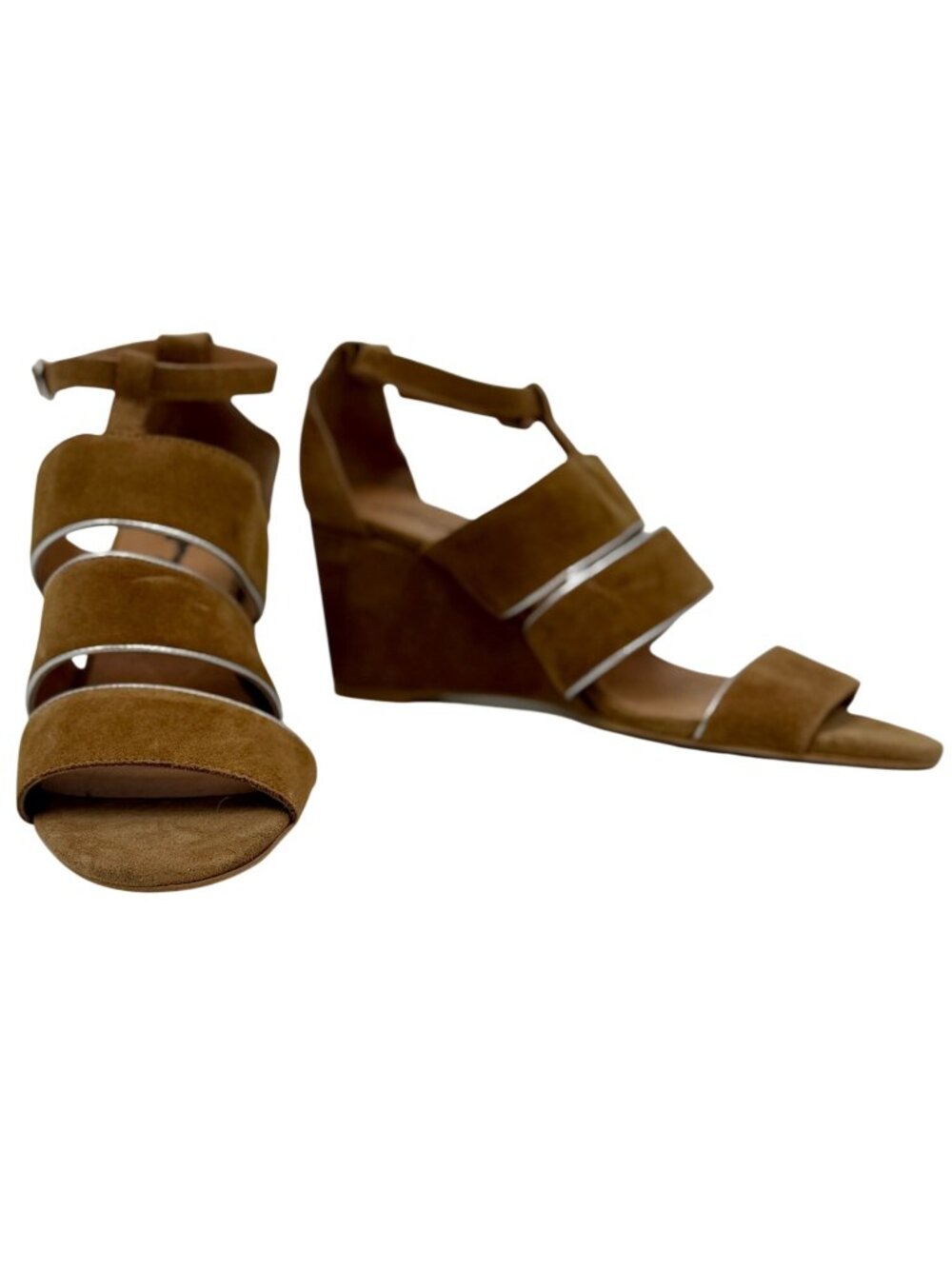 Free People Tan Suede Strappy Open-Toe Wedge Sandals 10 | Boho Grunge Festival - Picture 10 of 14